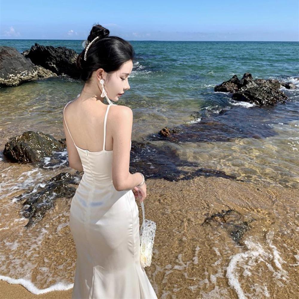 Maxikleider für Damen Abschlussball Elegant Ärmellos Damen Vestidos Meerjungfrau Robe 2026 Mode Schlanke Dame Rundhalsausschnitt Einfarbig Einteiler Kleid