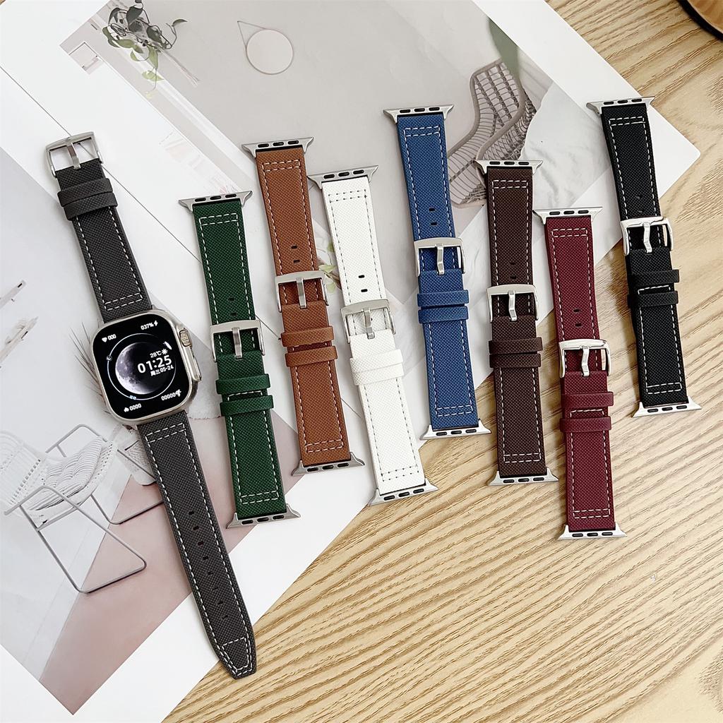 Watch Band for Apple Watch Series 11 10 42mm/9 8 7 41mm/SE3 SE2 SE 6 5 4 40mm/3 2 1 38mm Adjustable Leather Wrist Strap