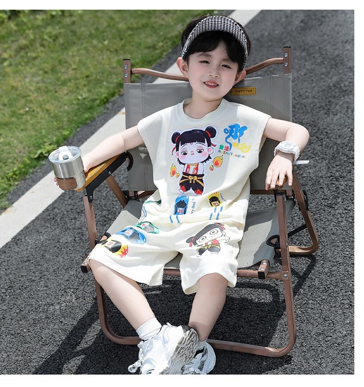 Nezha Clothing Boys' Set Summer 2025 New Western Style Baby Pi Handsome Clothes Summer Children's Tank Top Two Piece Set