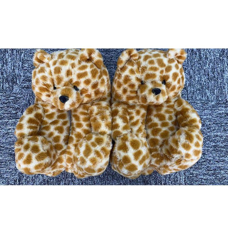 Winter Plush Teddy Bear Slippers - Cute Indoor Cartoon Design