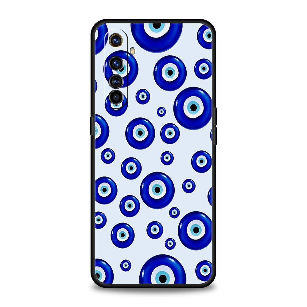 Lucky Eye Blue Evil Eye Print Phone Case For Realme 10 9 8 5G 7 6 GT2 Pro Plus 9i 8i C21 C11 C25 C35 GT Neo 2 3 3T Black Cover