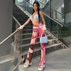 2025 European & American Style Women's Digital Print High-Waisted Flare Pants - Slim Fit for Elongated Look