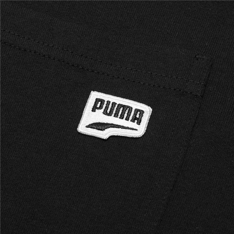 Puma Downtown Drawstring Waist Pocket Round Neck Pullover Sports Casual Short Sleeve Dress Women dress Black 531693-01