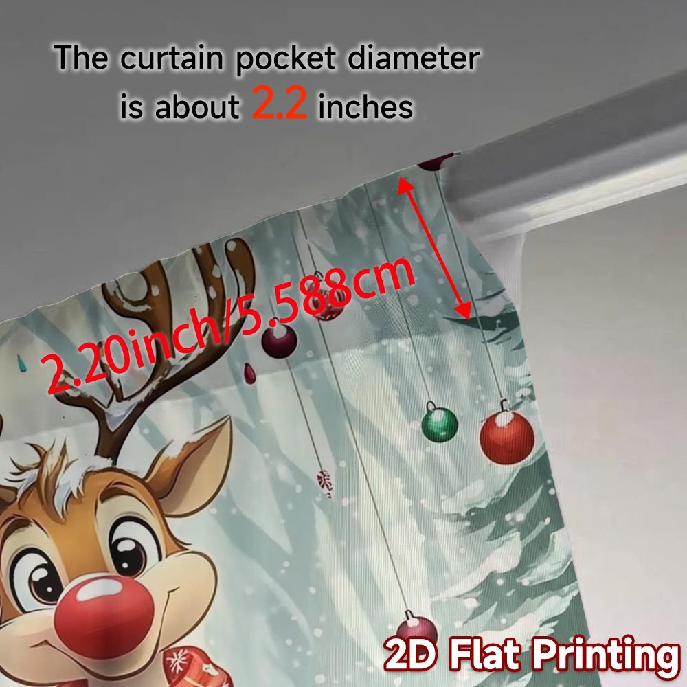 2pcs,Curtains Cute Reindeer Christmas Forest Gifts (2) Chic Pattern Curtains Prints Light Filtering Curtains Festive Suitable