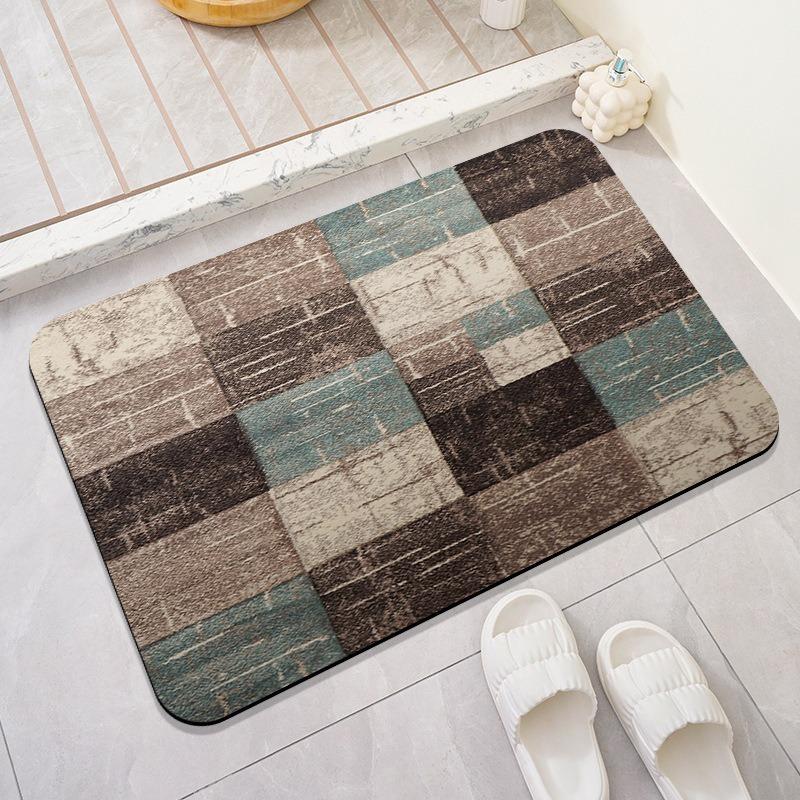Wood Print Diatomaceous Floor Mat with Quick Drying Water Absorption Bathroom Simple and Non Slip Carpet for Entering The Door