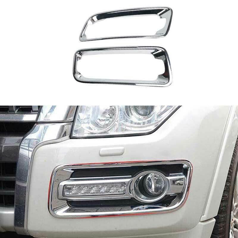 DT08 Chrome 1Pair Front Fog Light Driving Lamp Cover Trim for Mitsubishi Pajero V80 V93 V95 V97 V98 2015- Car Decoration