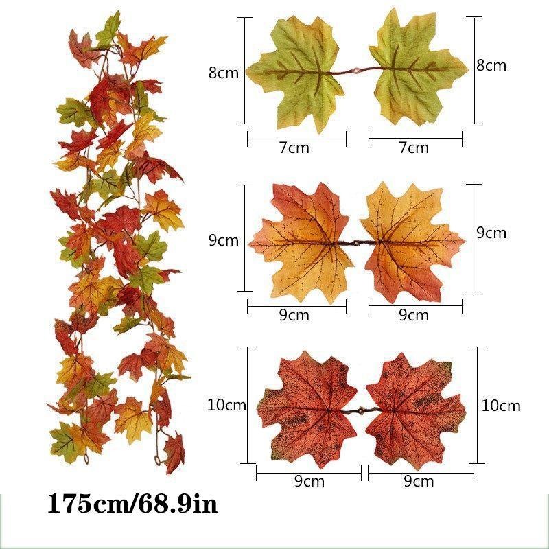 Autumn 180cm Artificial Fall Maple Leaves Garland Hanging Plant Home Party Decor