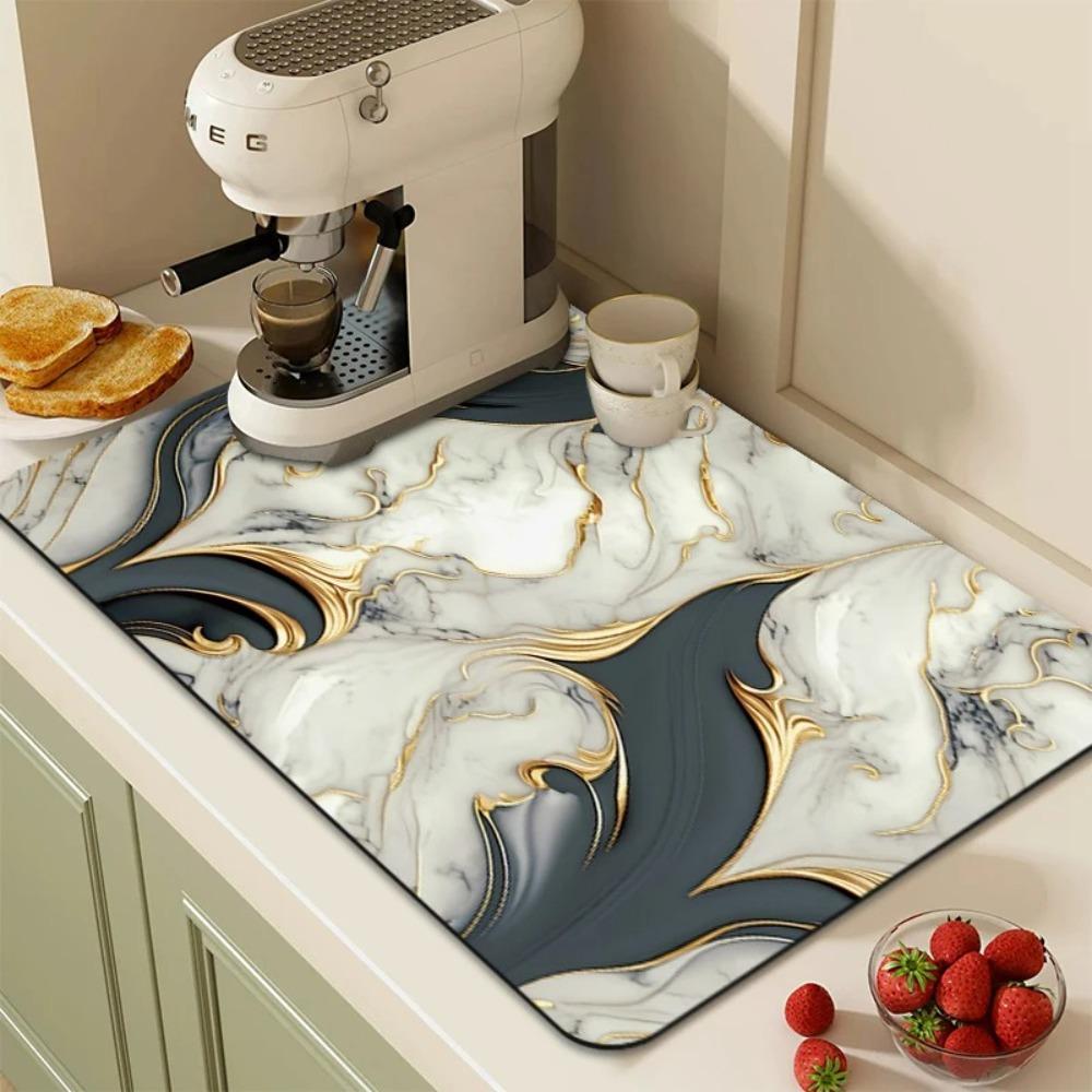 Quick Dry Kitchen Drain Mat Gilded Marble Absorbent Floor Mat New Tableware Countertop Mat