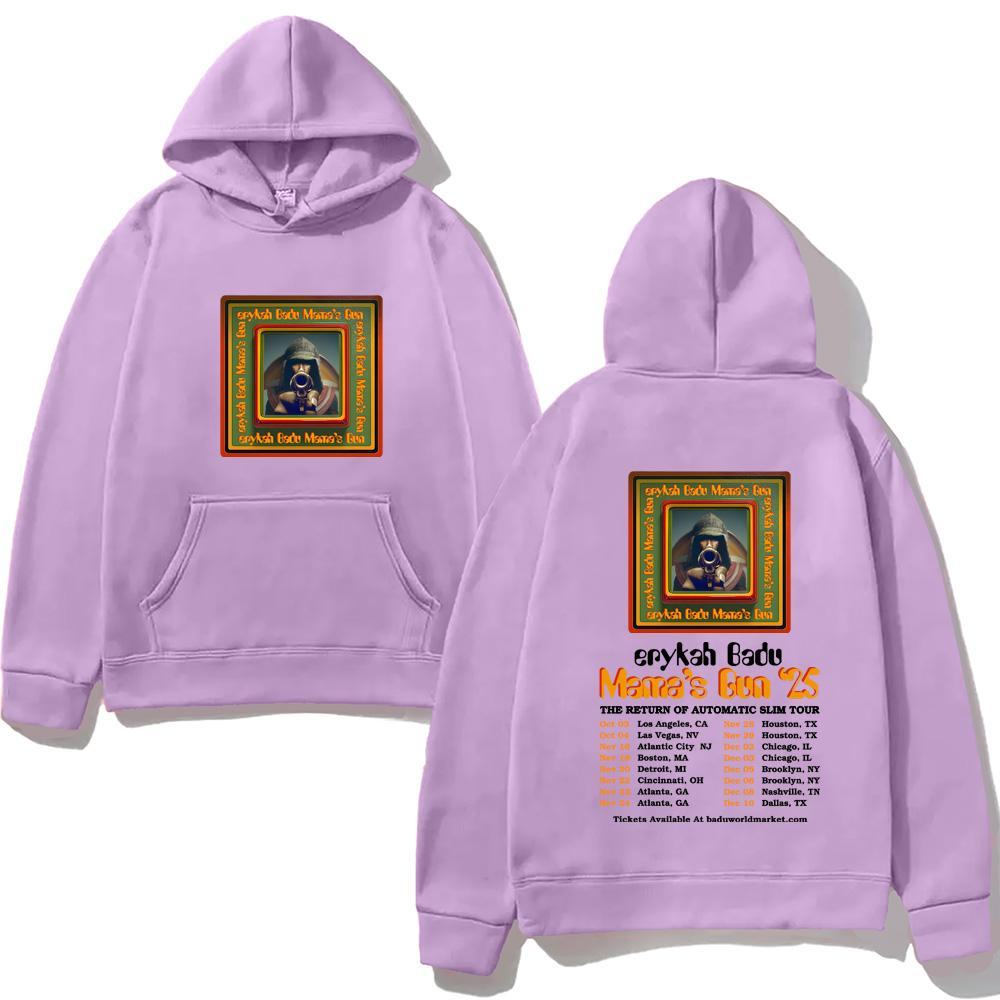 Erykah Badu TOUR2025 Hoody Hip Hop for Autumn/Winter High Quality Comfortable Loose Comfortable Pullovers Fleece Clothes
