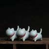 Ceramic Cartoon Cat Tea Pets – Cute Purple Clay Animal Figurines for Home, Car, and Office Decoration