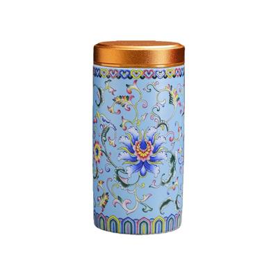 Ceramic Empty Tea Tin Can Chinese Style Mini Tea Packaging Box Portable Moisture-proof Storage Jar Home/Office/Travel