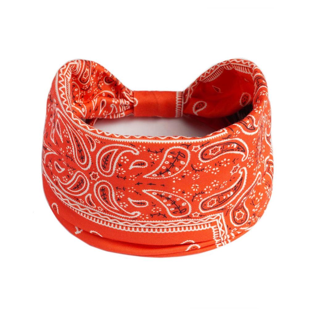 Bandeau large rétro à motif cachemire pour femmes - Bandeau de sport élastique coloré pour yoga