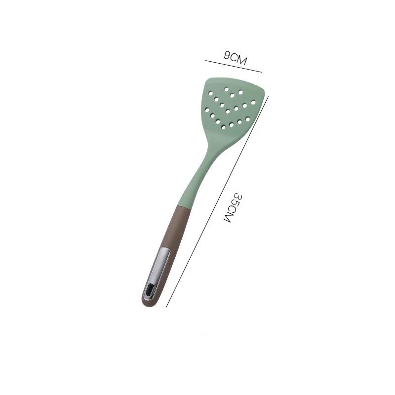 Non Stick Silicone Anti-Scald Spatula Long Handle Non-toxic and Odorless Soup Spoon Colander Household Cookware for Kitchen