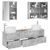 5 Piece Bathroom Furniture Set Concrete Grey Engineered Wood and Glass