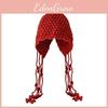 Solid Knitted Color Hat With Ear Protection Design And Tassel Decor For Daily