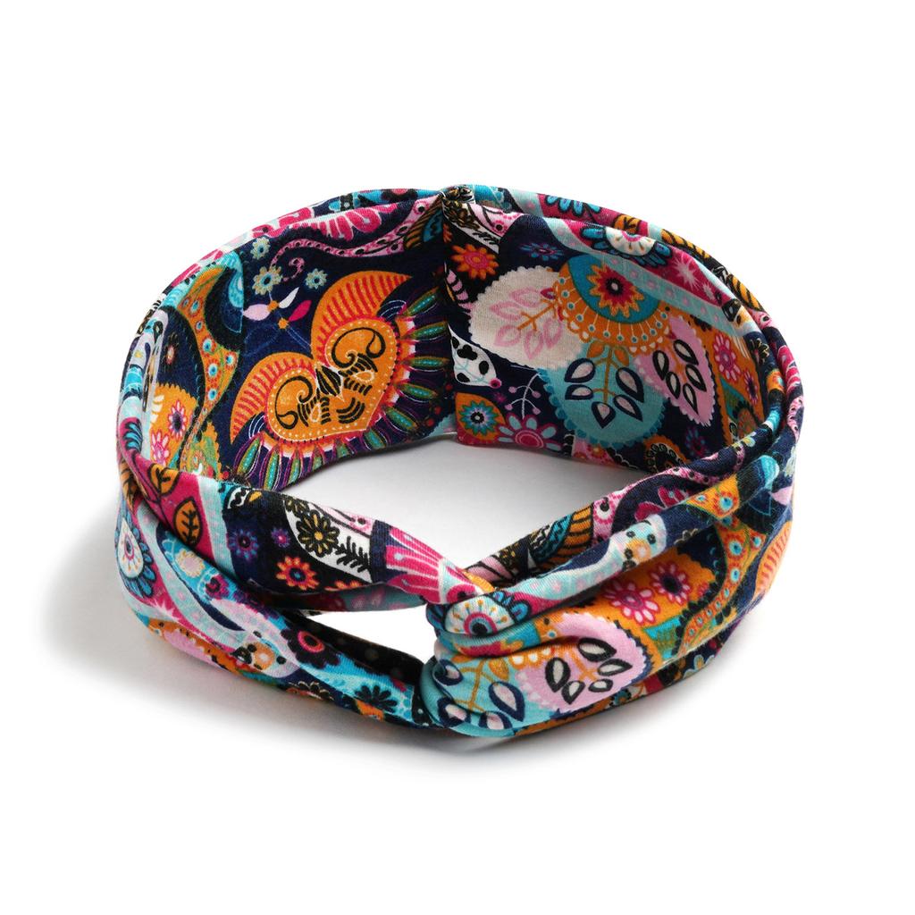 Bohemian Cross Knotted Headband Gypsy Yoga Sports Headband Wide Female Stretch Headband