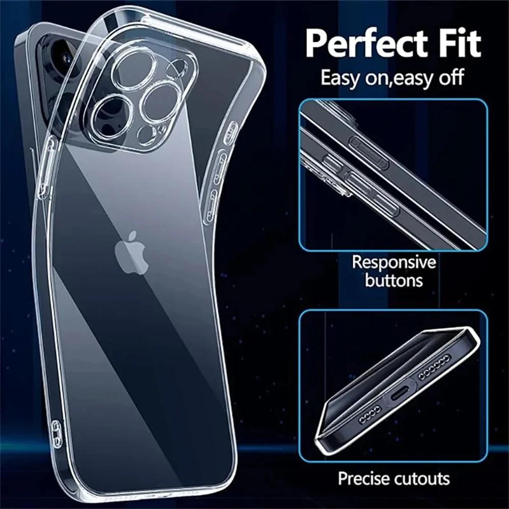 For iPhone 16 Pro Max 15 14 13 12 11 Pro Max Transparent Shockproof Clear Case Iphone 13 12 Mini X XR XS 7 8 16 Plus Black Cover