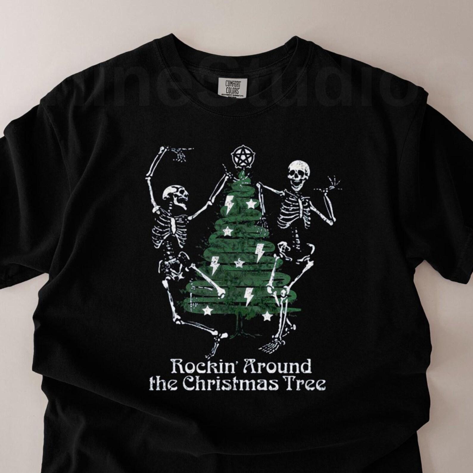 Goth Christmas Skeleton Graphic Tee, Spooky Xmas Shirt 4XL