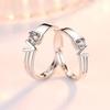 New Arrival  Sterling Color Couple Rings Chic Fashionable Love Language Adjustable High Quality Cubic Zircon Pair Lovers Rings Jewelry