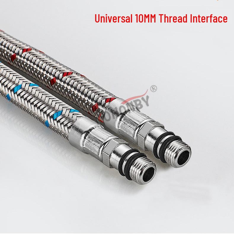 60cm Red & Blue Braided 304 Stainless Steel Water Inlet Hose for Hot/Cold Faucets