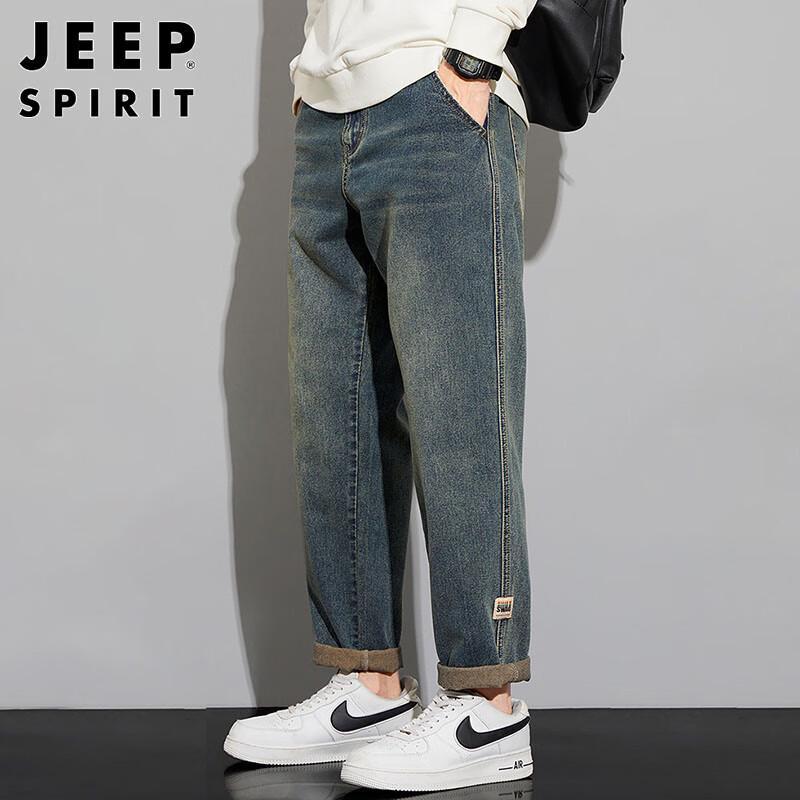 JEEP SPIRIT Men's Loose Fit Washed Retro Jeans