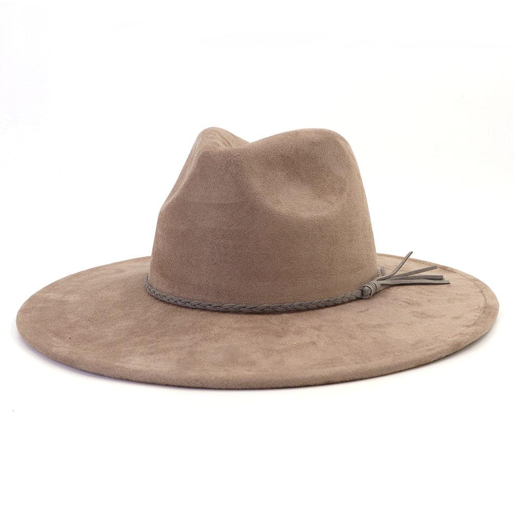 Unisex Suède Vilt Fedora Hoed Brede Rand Platte Rand Elegante Klassieke Herenhoed M 56-58cm gray