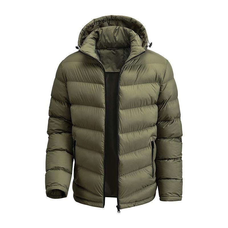 European Size Padded Coat Men's Winter New Solid Color Loose Hooded Padded Jacket Casual Padded Jacket Men's Coat