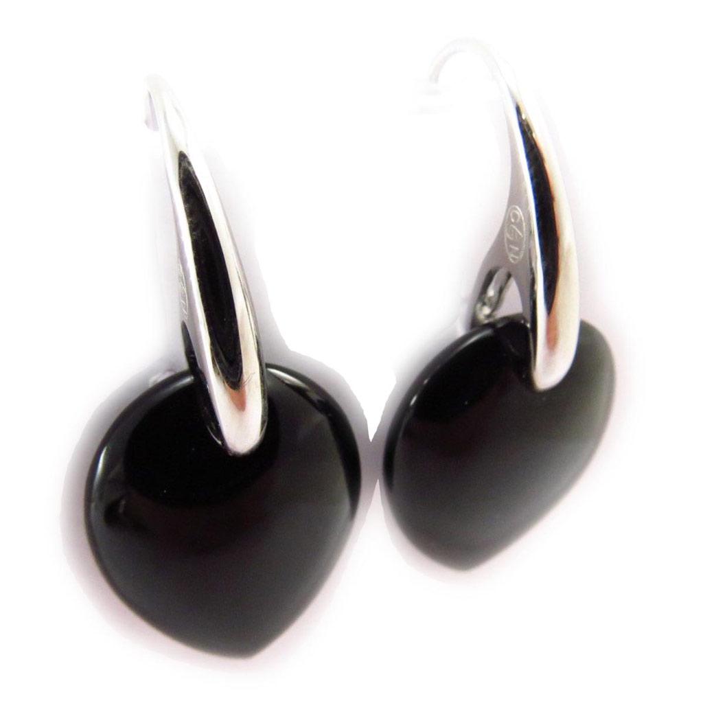 Les Trésors De Lily [G6334] - Stříbrné náušnice 'Ruth' z černého stříbra - 35x18 mm