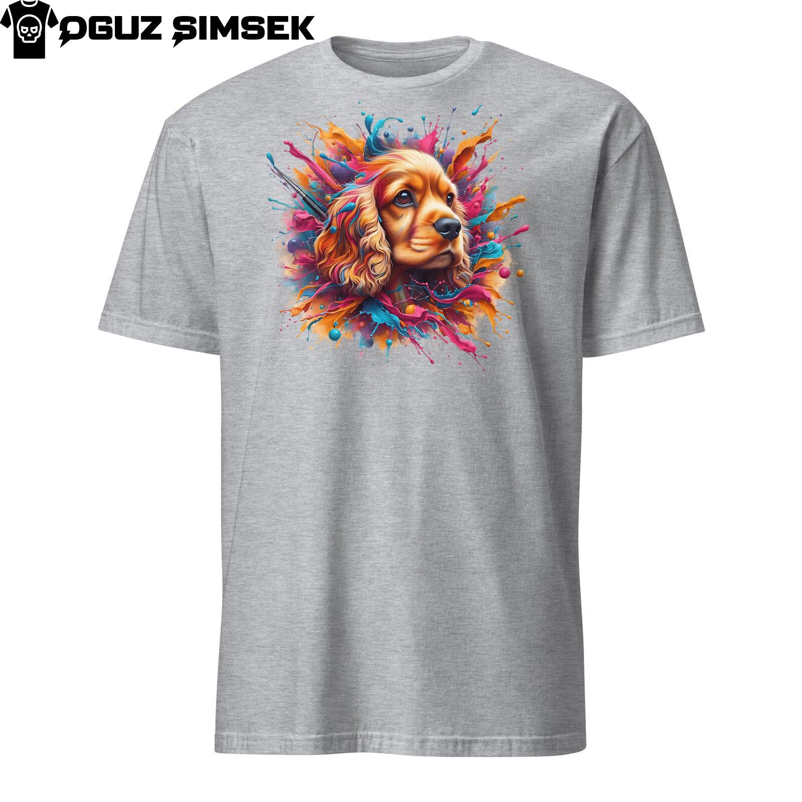 Colorful Cocker Spaniel Unisex T-Shirt Mens Womens Tees Top | Vibrant Dog Design | Short Sleeve Tee 3XL