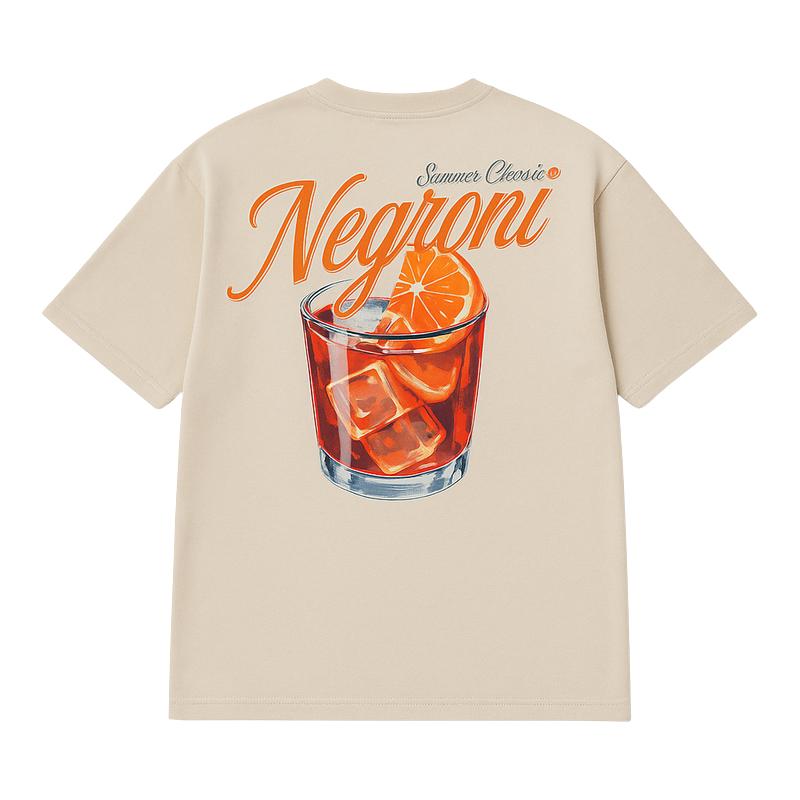 Negroni Summer Classic Cocktail Tshirt Unisex Unisex Retro Drink Print Oversized Casual Streetwear Short Sleeve Tee Tops