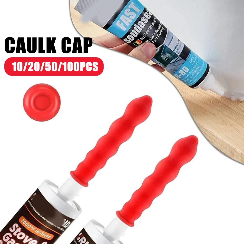 10/20pcs Caulk Cap Glass Glue Tip Sealing Cap Barrel Glue Mouth Protective Cover Caulking Gun Nozzles Cap Red Caulk Saving Cap