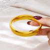 Vietnamese Sand Gold Wide Noodle Bangle for Women - Copper Alloy Simulated Jewelry