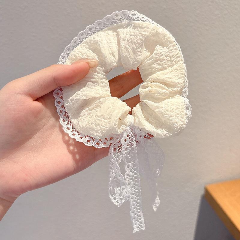 Korean Style Spring/Summer Floral Intestine Hair Scrunchie for Women – Elegant Ponytail Tie and Mori Girl Accessory.