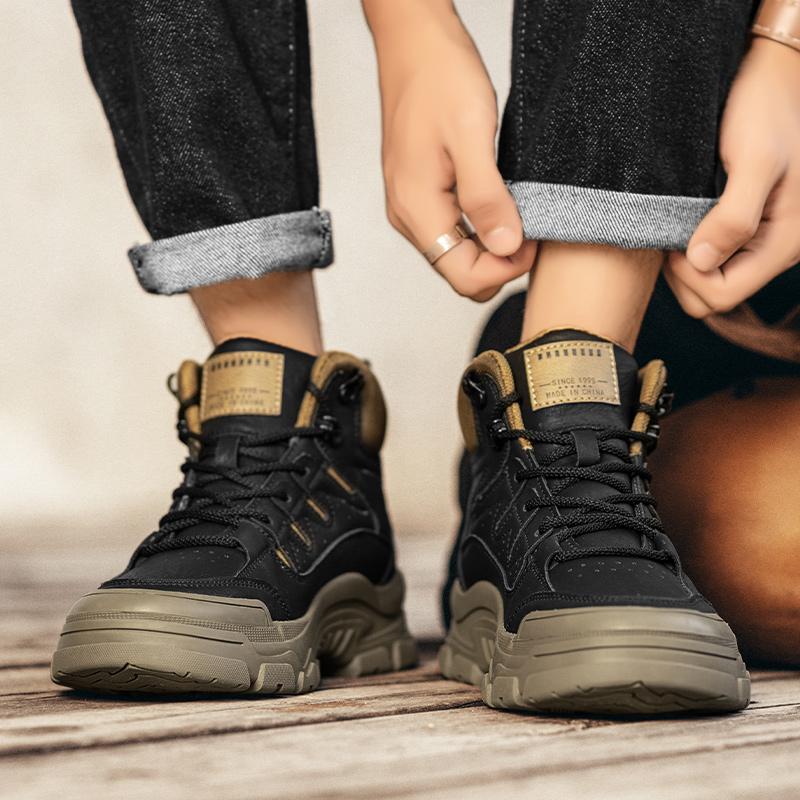 Fashion Autumn and winter boots Comfortable trendy men's casual style Daily office Outdoor street Thick soled high top men's shoes Hot