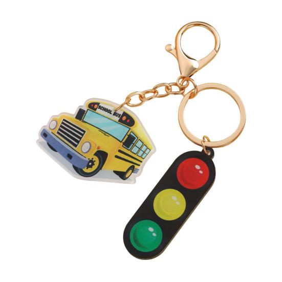Keychain Pendant School Bus Acrylic Traffic Light Keyring Bag Charm Backpack Handbag Car Keys Wallet