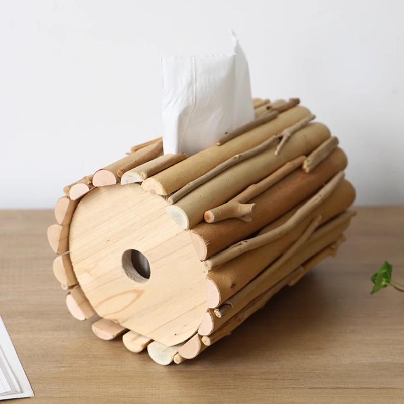Paper Towel Box Household Living Room Desktop Wooden Paper Roll Toilet Creative Paper Drawer Tea Table Decoration