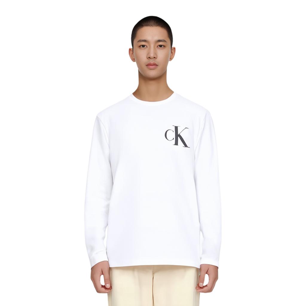 Calvin Klein Ss23 Solid Color Round Neck Long Sleeve T-Shirt Men Tops White 40HM826-540