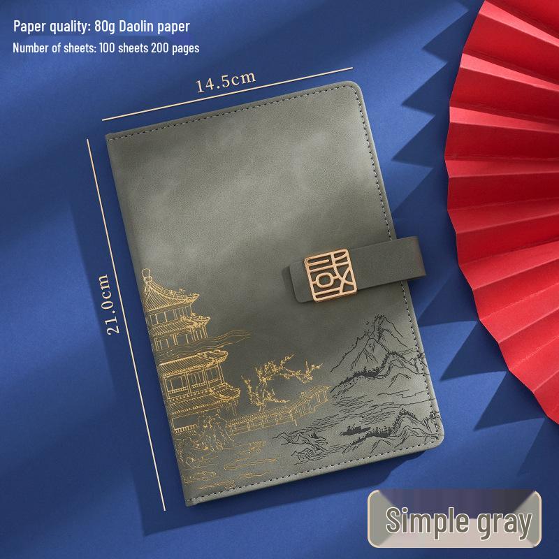A5 Soft Leather Business Notebook with Custom Logo and Buckle, Enhanced Edition, in Gift Box