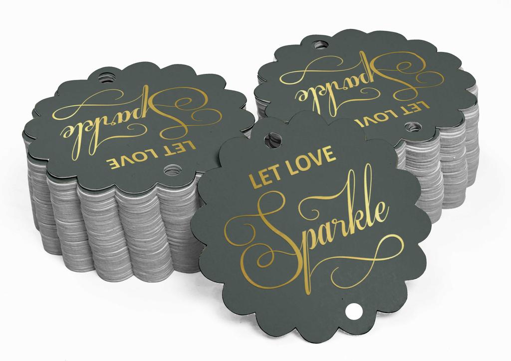 Inkdotpot 100 Pack Let Love Sparkle Wedding Favor Paper Tags Craft Real Gold Foil Hang