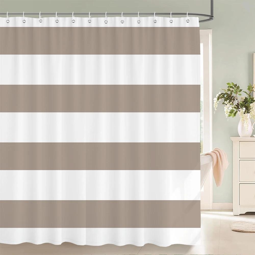 Waterproof Shower Curtains Geometric Stripes Bathroom Curtains With Hooks 3d Printing Decoration Large Size 240X180 Bath Screen