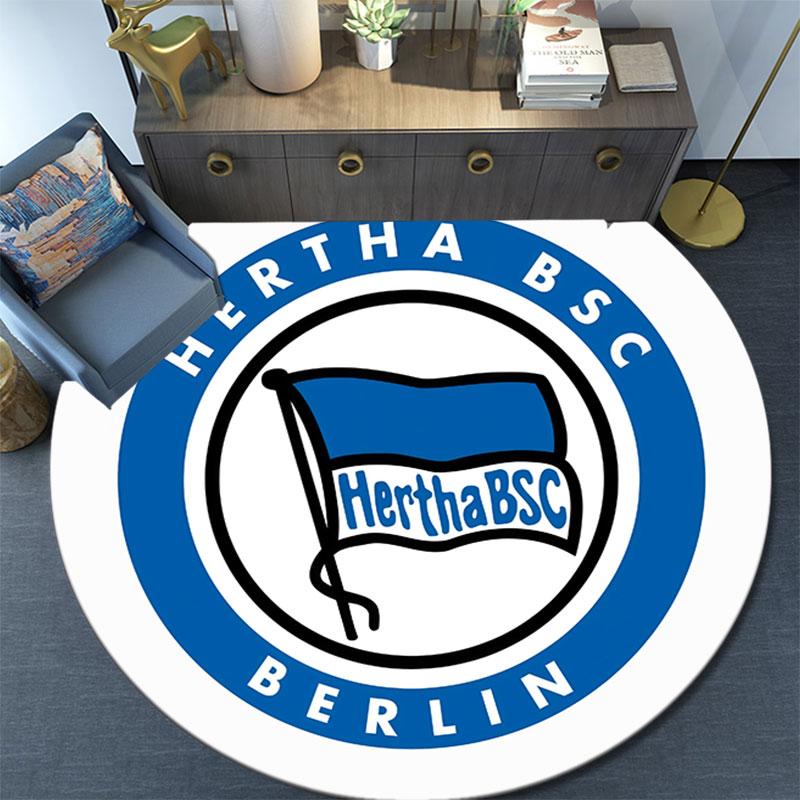 Hertha BSC Berlin Printed Round Rug, Non Slip Washable Circular Carpet For Living Room Bedroom Playroom, Sports Fan Decor, Holiday Birthday Gift