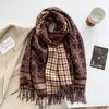 Autumn and winter new geometric thousand bird grid double-sided imitation cashmere scarf women's thickened warm shawl travel photo scarf