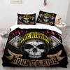 Skull King Queen Bettbezug Gothic Skelett Bettwäsche Set für Erwachsene Jugendliche Personalisiert Halloween Knochen Polyester Steppdeckenbezug