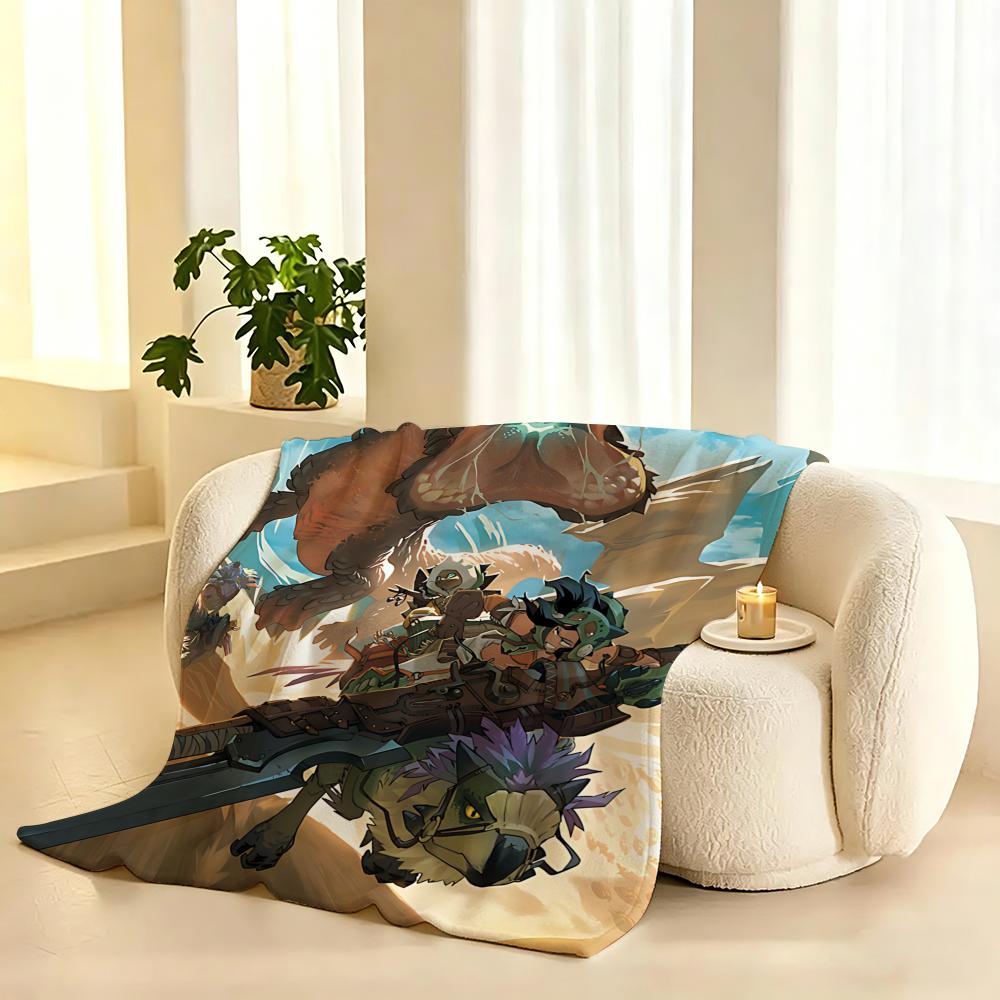 Monster Hunter Game Throw 240g Flannel Blanket, Suitable for Sofas, Beds, Offices,  Exquisite Gift Blankets