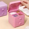 Desk Storage Box with 2 Drawers and   Lid Plastic Cute     Desktop Jewelry Stationary   for Home Dorm