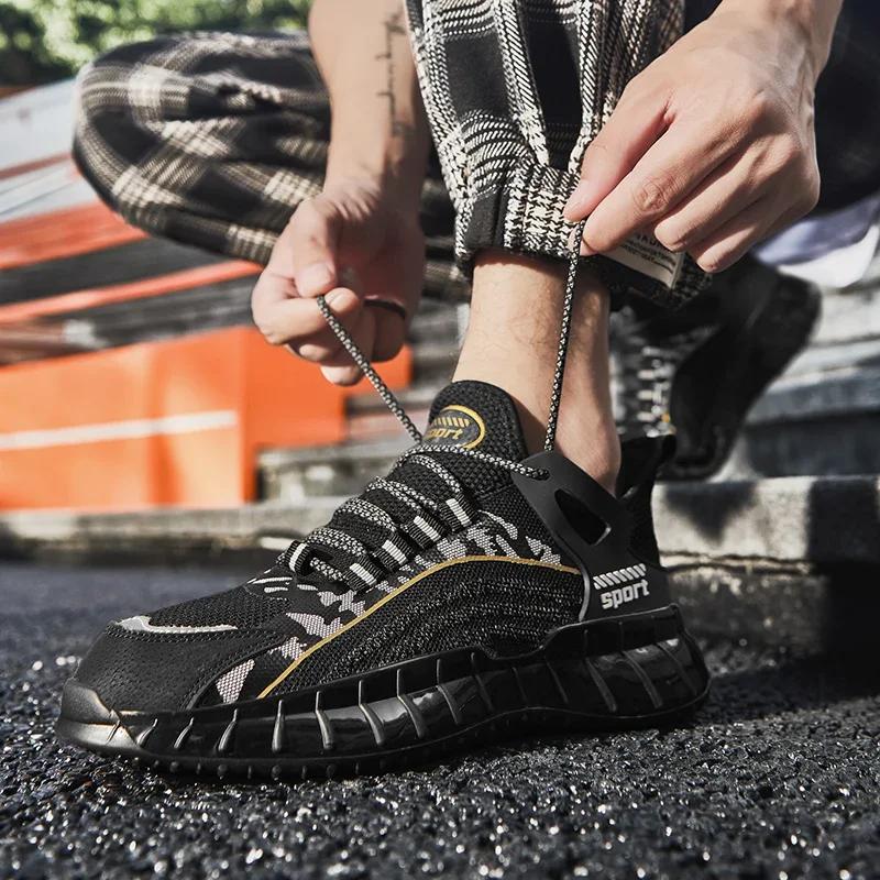 Trendy Men's Sneakers Mesh Breathable Summer Soft Sole Casual Sports Shoes Lightweight Non-slip Wear-resistant Men Running Shoes