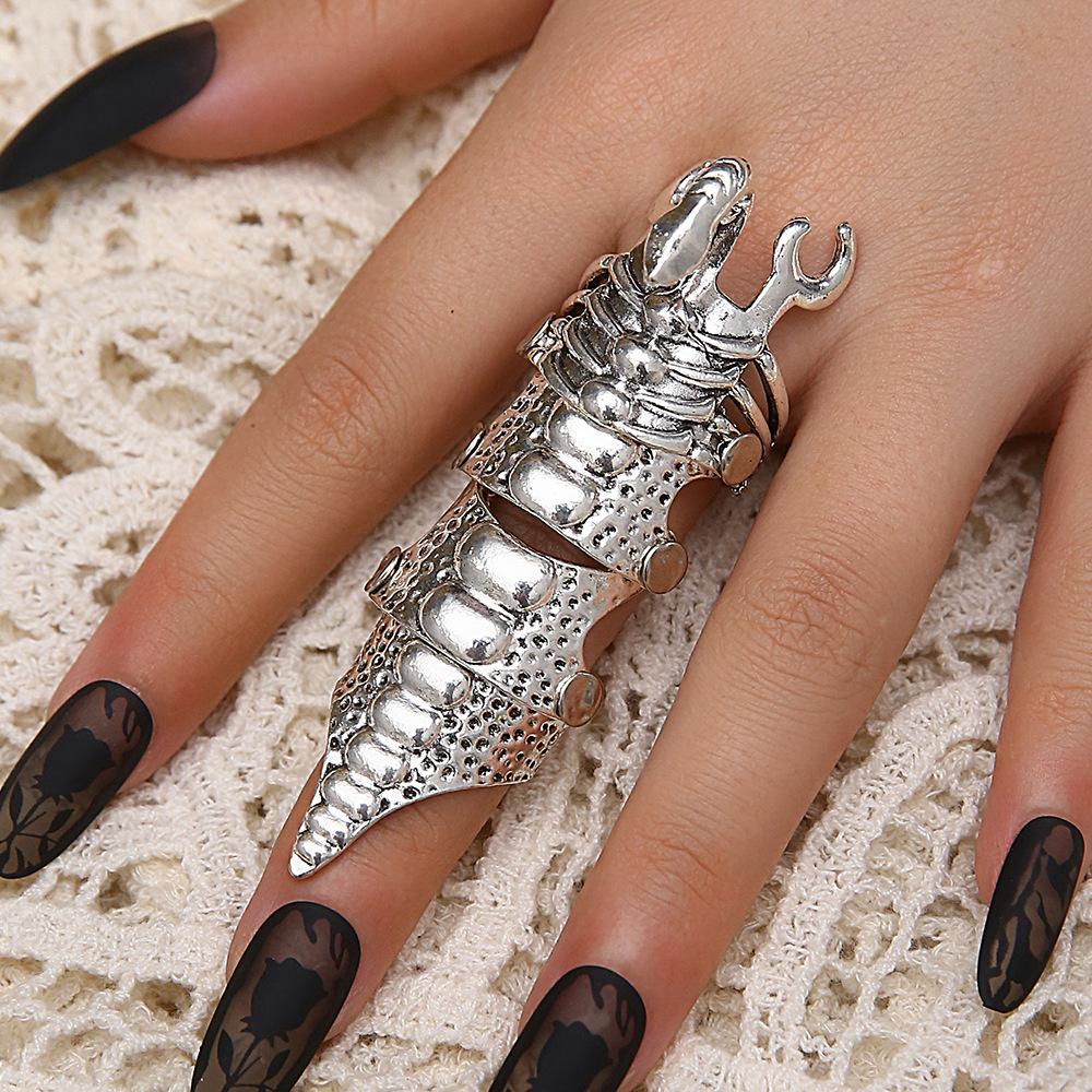 Anello Dominante Testa di Drago Scorpione Anello Articolato Flessibile Moda Uomo Anello Teschio