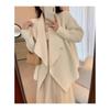Temperament gentle lapel knitted cardigan top women's solid color loose and thin long-sleeved sweater jacket thick