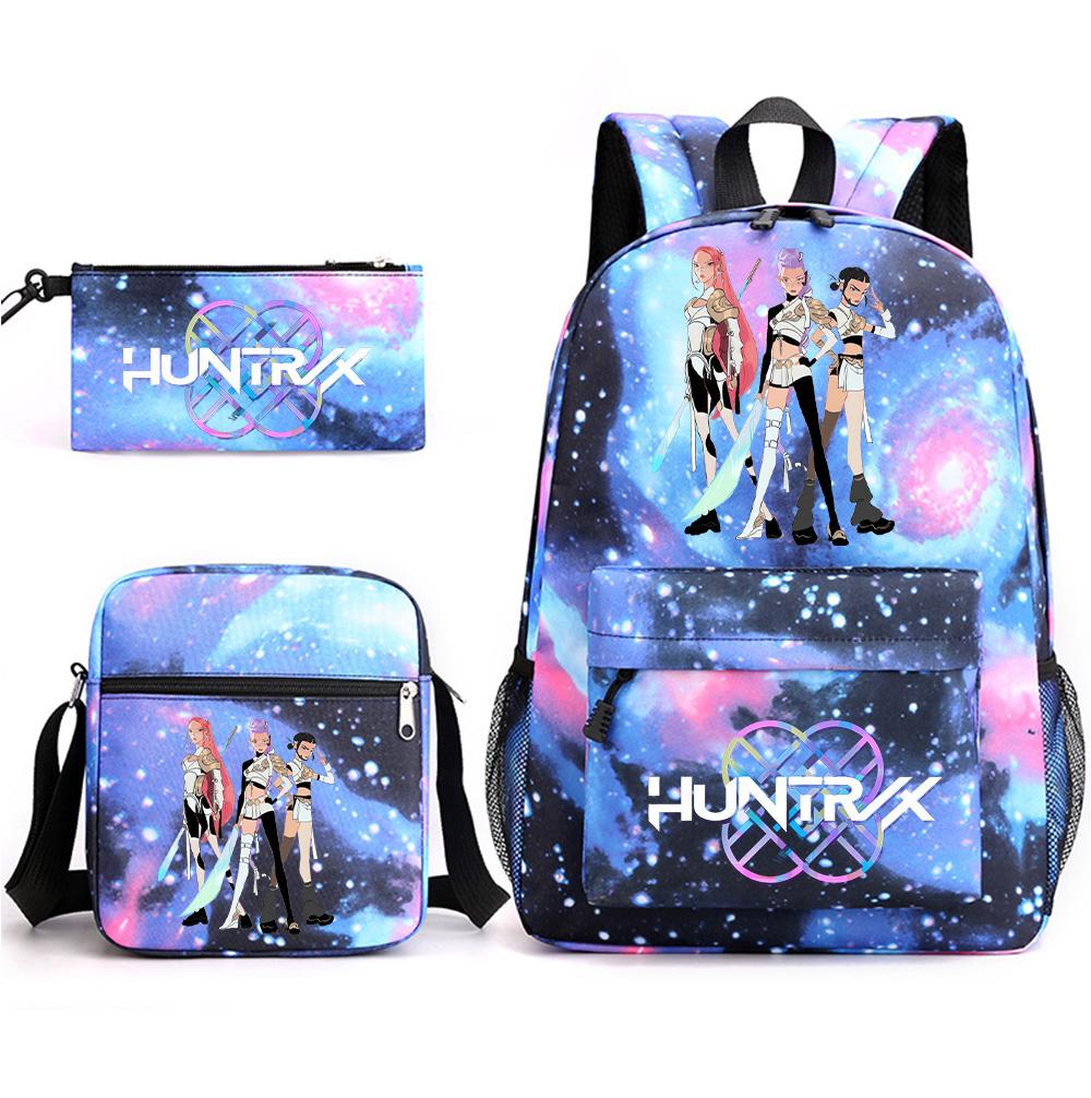 3Pcs/set Anime Printed Backpack with Shoulder Bag Pencil Case for Teenager Student Boy Girl SchoolBag Large Capacity Waterproof Bookbag Kid Gift