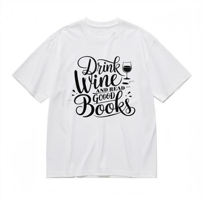 Herren Bequemes Klassisches T-Shirt Weinglas Grafik Handgeschriebener Druck T-Shirt